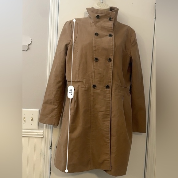MNG by Mango Women’s L Brown Double-Breasted Military Trench Coat Jacket Chic - Picture 6 of 11
